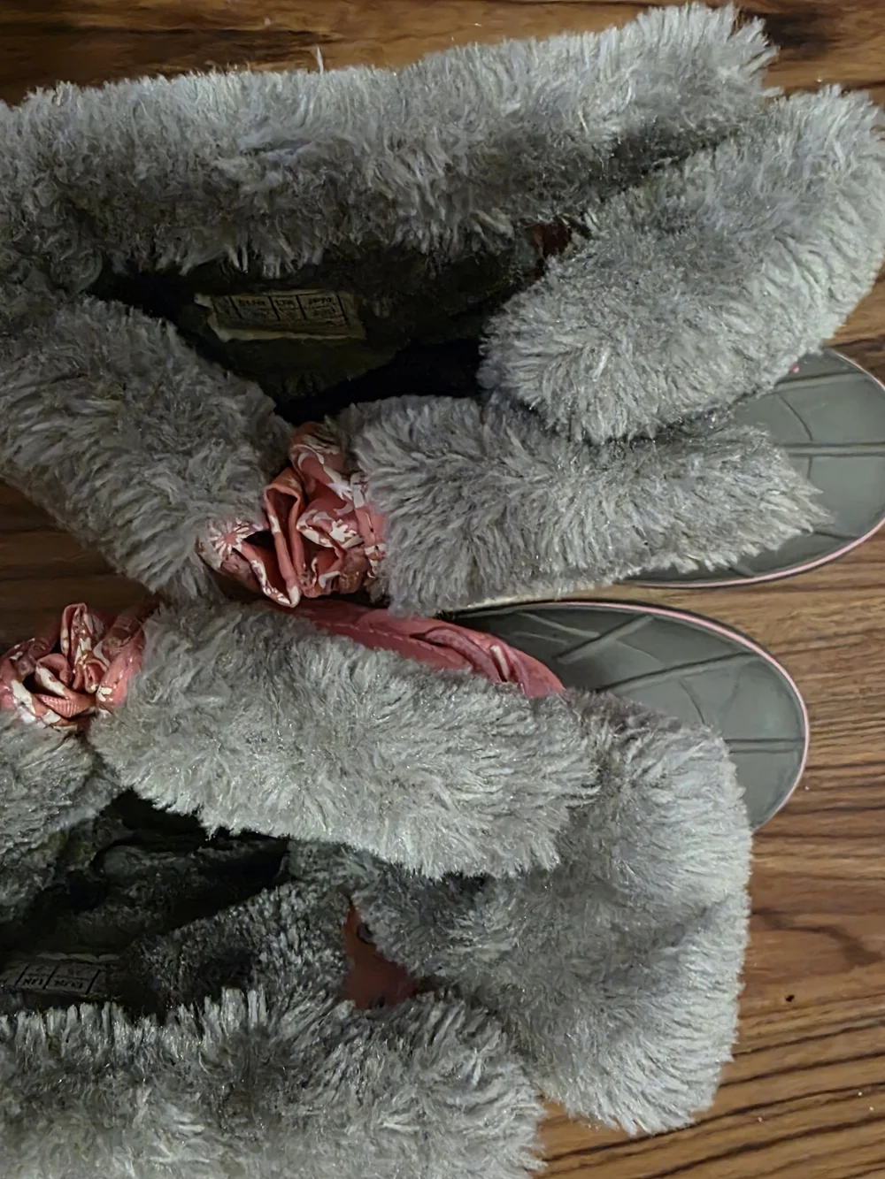 Dream Pairs Pink and Gray Girls Waterproof Snow Boots with Faux-Fur Cuff